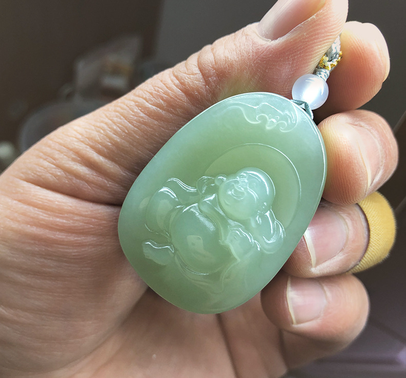 新疆和田玉佛公吊坠 女款玉佛项链吊坠和田玉弥勒佛玉笑佛宝宝佛