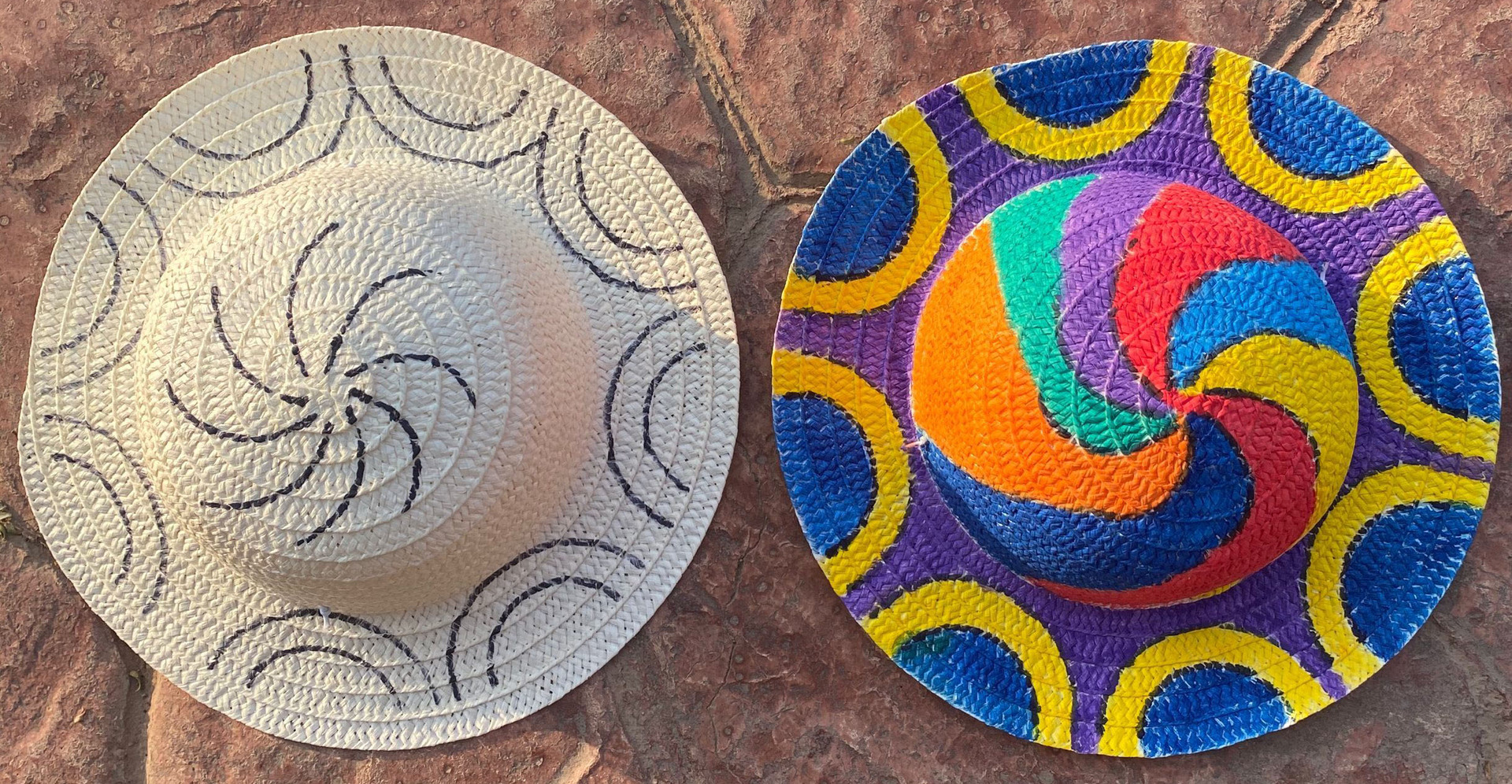 大童成人绘画草帽儿童地摊35cm涂鸦草帽diy地摊货源手工制作材料