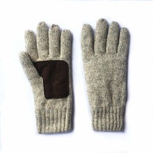 厂家冬季米咖羊毛美棉手套针织冷库保暖手套贴皮手套