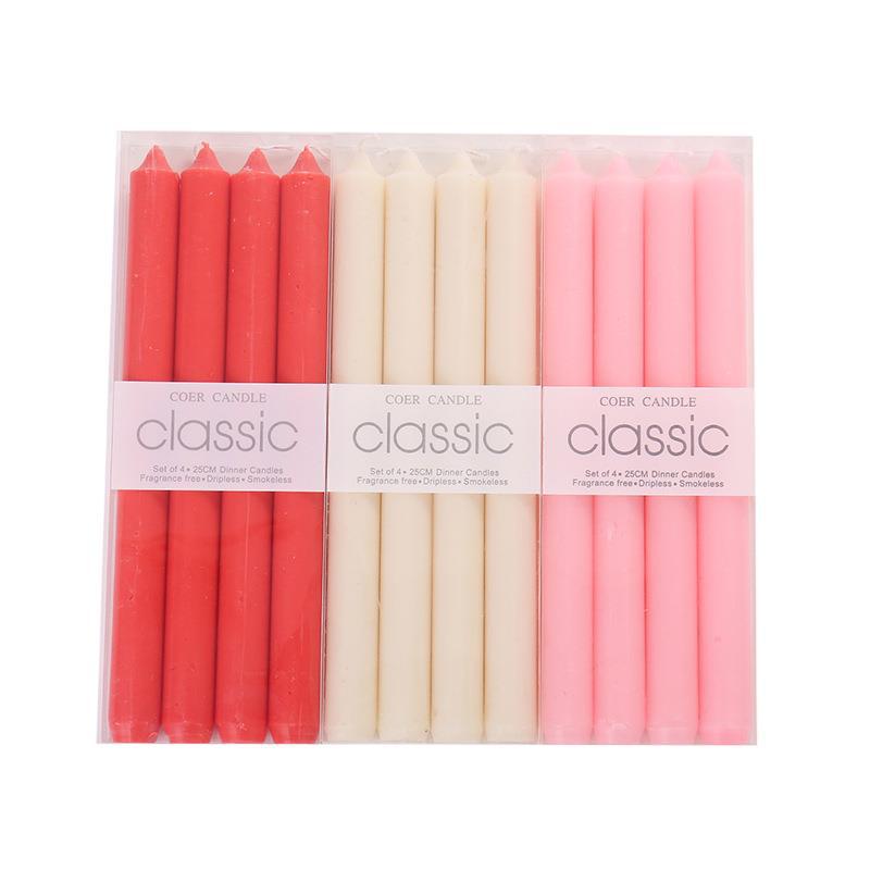 European-Style Classic Red and White Straight Pole Candle Power Failure Emergency Long Brush Holder Candle Romantic Wedding Candlelight Dinner Props Cross-Border