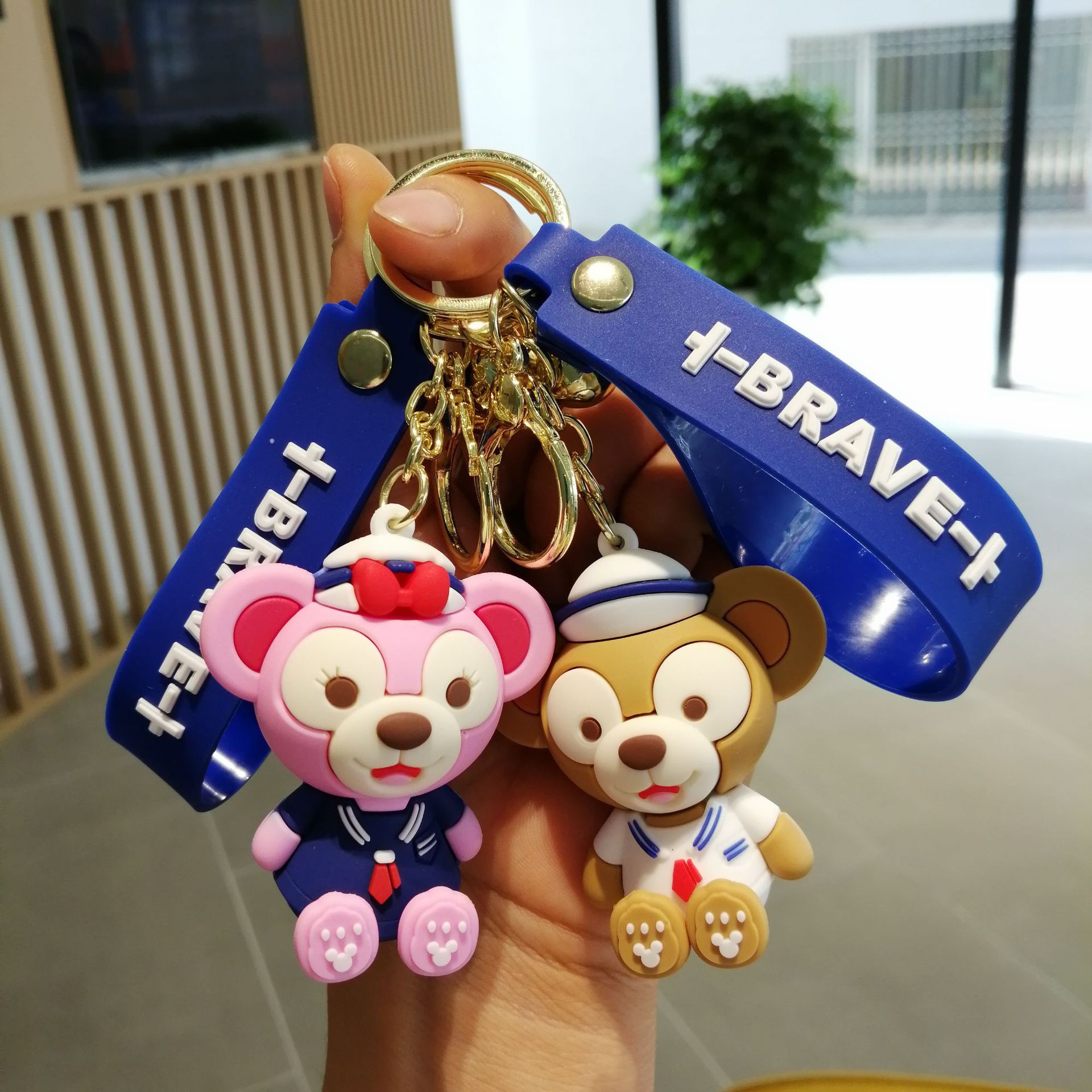 可爱pvc雪莉玫情侣钥匙扣创意钥匙挂件书包挂饰达菲熊钥匙链挂件