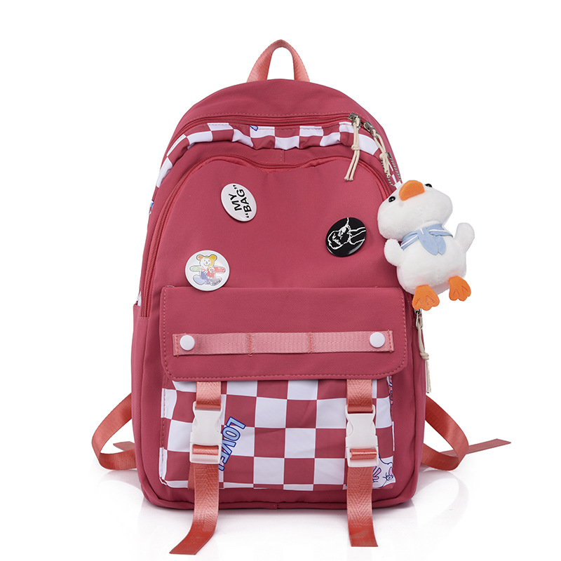 New Fashion Casual Plaid Backpack Wholesale Korean Style Middle School Student Schoolbag Mori Style Ins Fashion Nylon Backpack