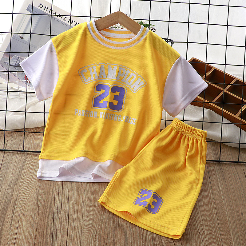 Children's Ball Uniform Suit Medium and Large Children's Sportswear Boys and Girls Casual Summer Wear Quick Drying Clothes Summer Baby Two-Piece Suit