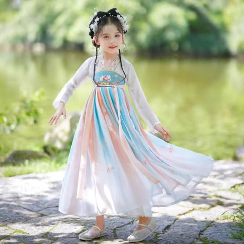 儿童汉服古装女童新款古风时尚连衣裙小女孩超仙中国风唐装襦裙潮