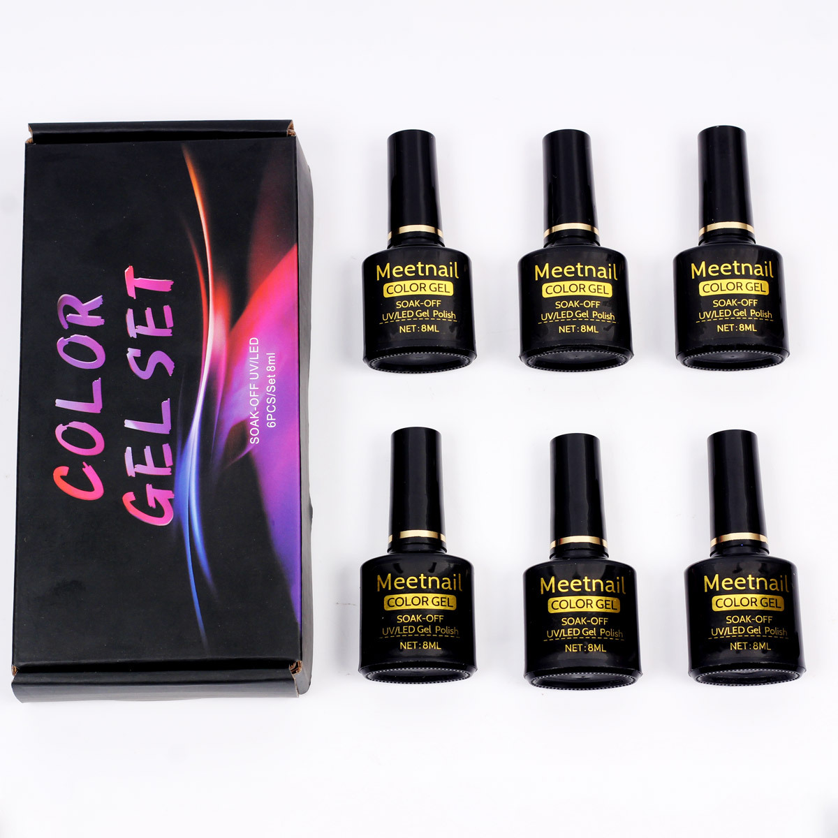 6 Bottles Nail Glue Set Amazon Hot Sale 192 Colors Factory Wholesale Phototherapy Plastic Nail Salon Colored Box Suite