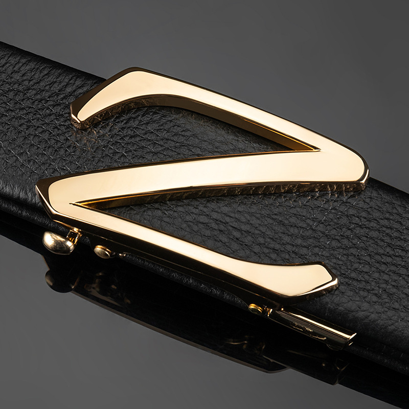 跨境电商热卖男士头层自动扣z字母简约休闲正装裤腰皮带 一件代发