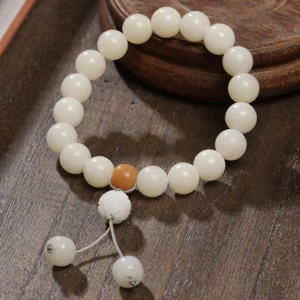 白玉菩提根单圈女士手串提子莲花佛珠手链小饰品礼物直播点赞礼品