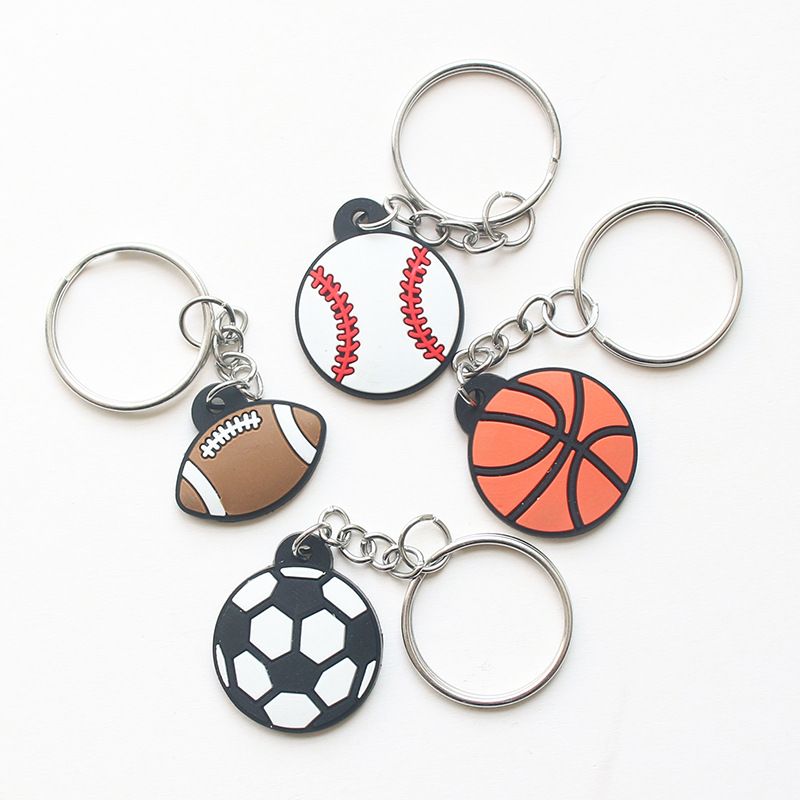 New Products in Stock PVC Keychain Cartoon Football Ball Pendant Creative Pendant Bag Decoration Gift Key Ring