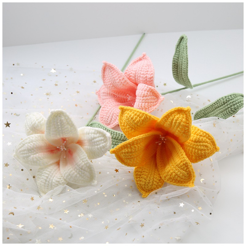 lily bouquet kill time hand-woven diy material package crochet milk cotton hand-woven gift