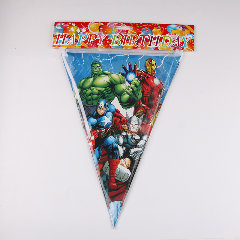 Avengers Children Birthday and Holiday Party Suit Pennant Paper Cup Paper Pallet Mask Party Tableware Set