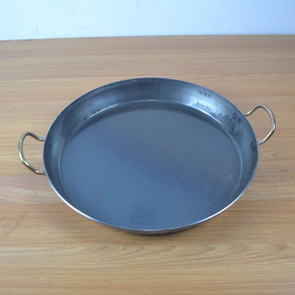 涂层热板黑色材质深型平底煎饼土豆烙锅烙饼熟铁锅商用铁板烧锅0626