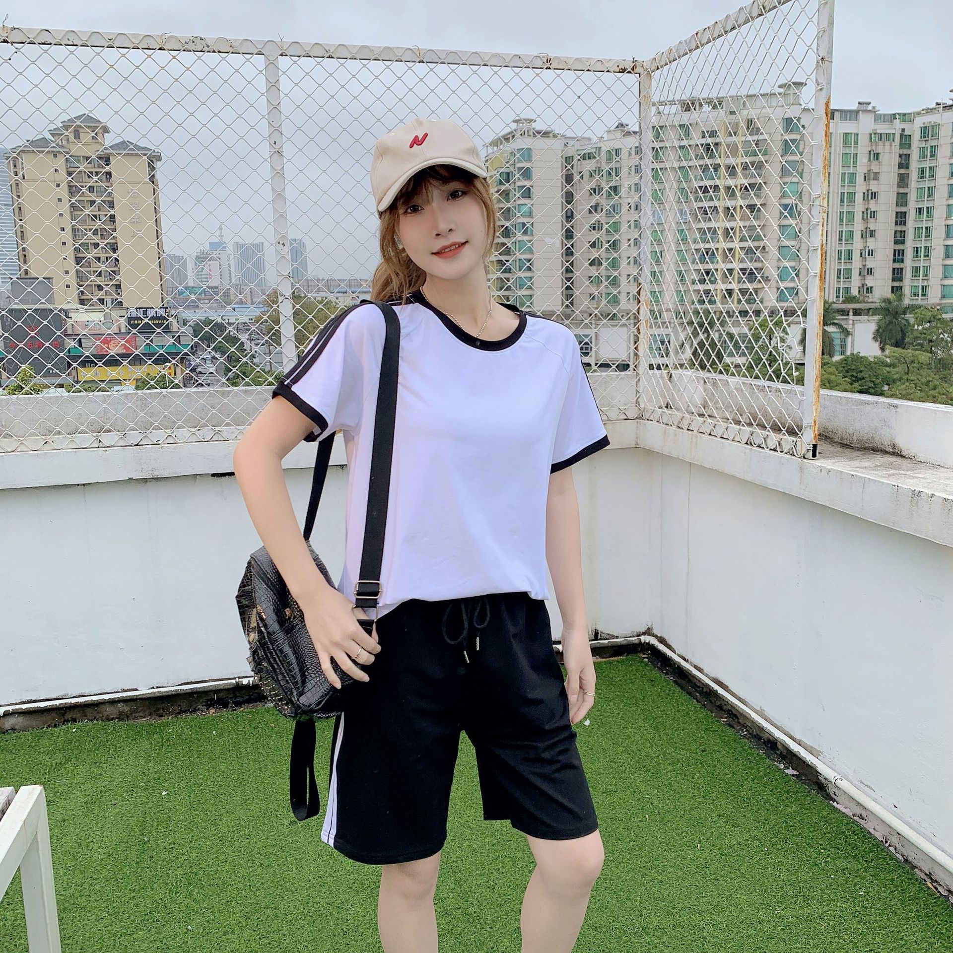 夏季运动服套装棉质男女班服短袖短裤两件套