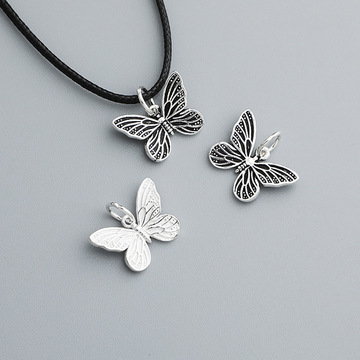 s925纯银复古泰银蝴蝶吊坠diy手工编绳手链项链挂件饰品配件材料