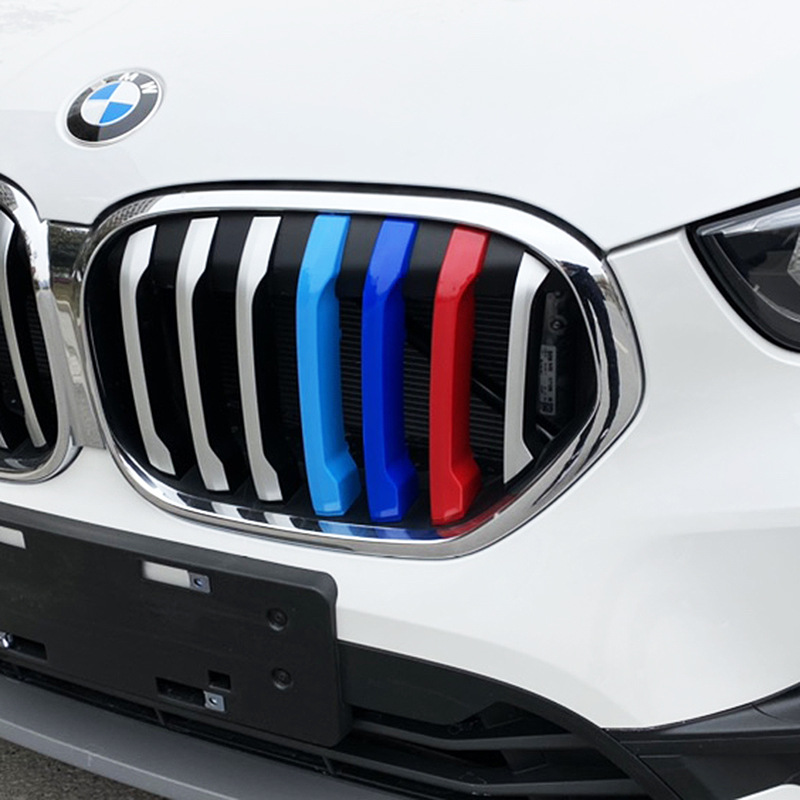适用于宝马新x1中网三色装饰条 新x2前脸中网格栅卡扣彩条免改装