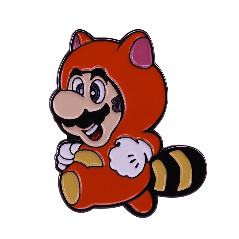 任天堂游戏马里奥浣熊卡通胸针超级玛丽虎金属徽章书包装饰品别针