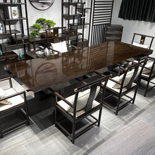黑檀实木大板茶桌茶台奥坎巴花大板桌椅组合老板办公桌胡桃木餐桌