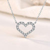 Seiko version 925 Sterling Silver love Necklace ins Simplicity Full bore heart-shaped Hollow Peach Pendant clavicle