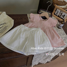 韩国童装2024夏季新款女童套装女宝宝甜美绣花飞袖娃娃衫休闲短裤
