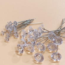 J7IB白色透明钻石型定位针家用大头针固定针婚礼花束定型针100枚