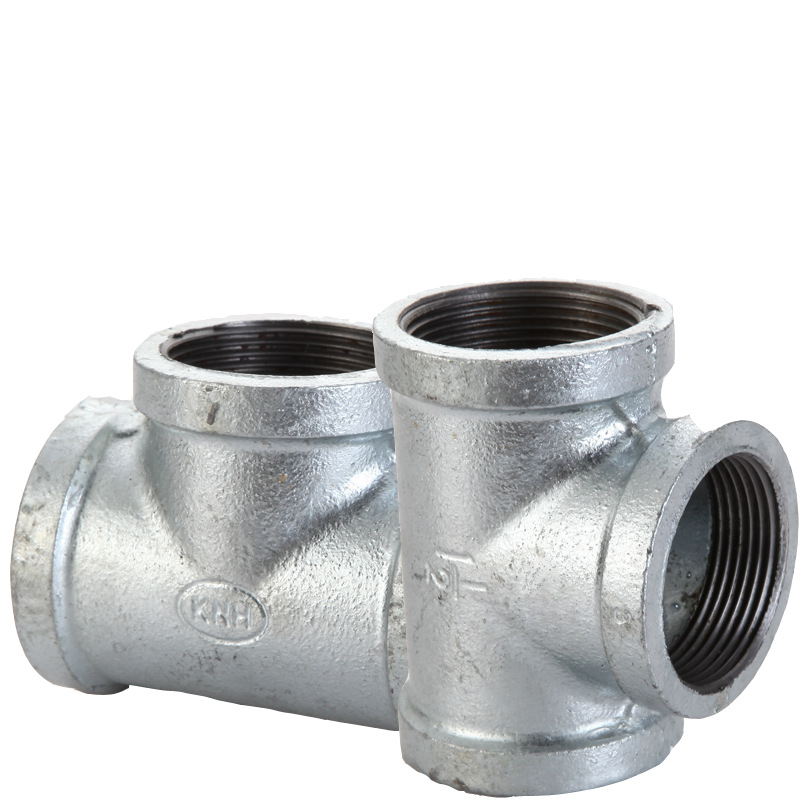 现货镀锌玛钢企标三通接头镀锌管正三通配件t内牙水暖消防配件4分
