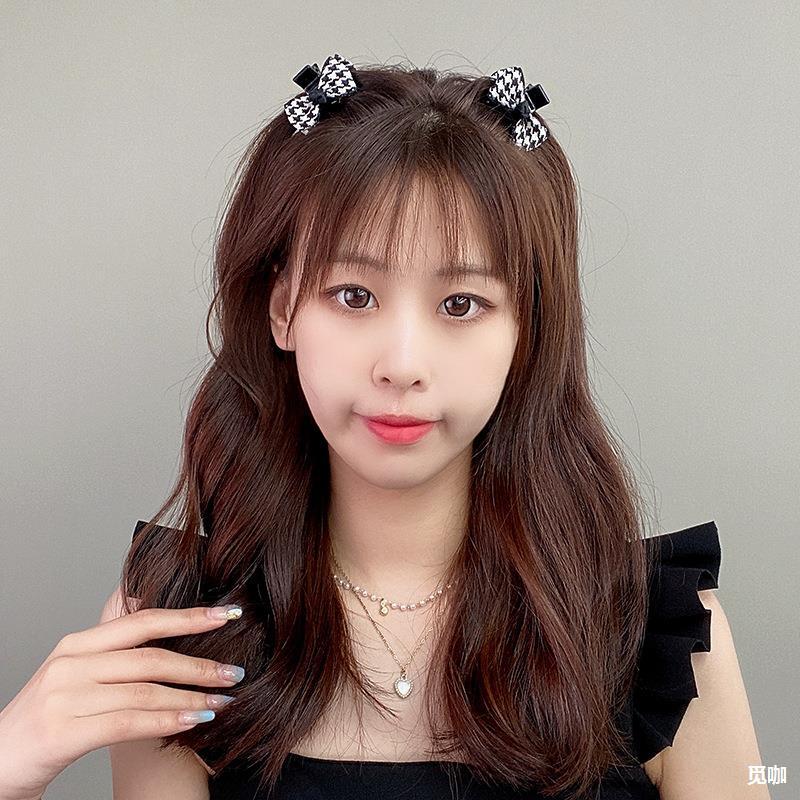 千鸟格蝴蝶结小抓夹夏季刘海侧边夹子头饰高颅顶发夹女发卡发饰