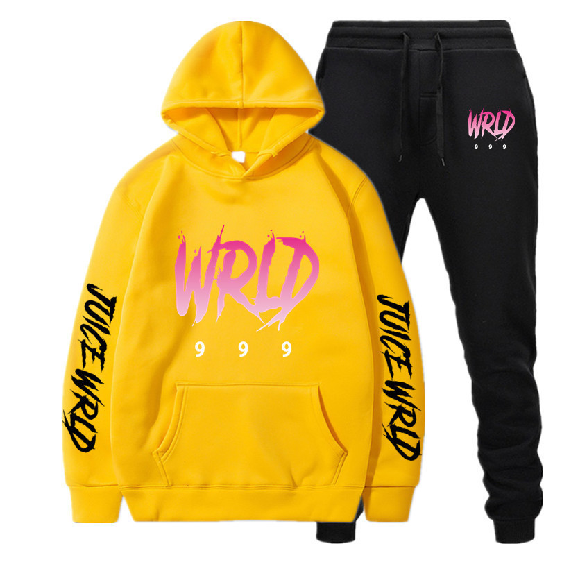 亚马逊 美国潮牌歌手juice wrld印花时尚宽松男女连帽卫衣套装