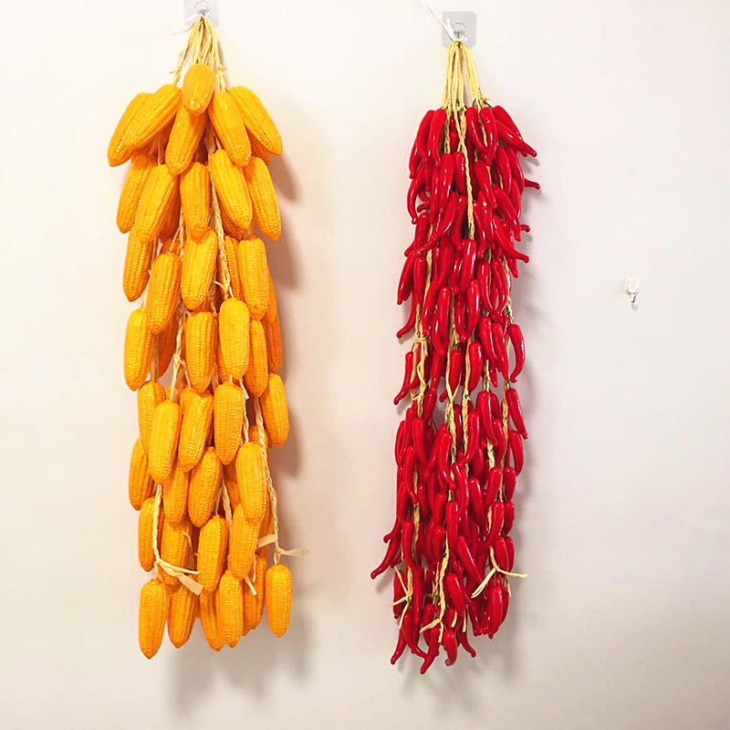 仿真辣椒加长蔬菜串假玉米假大蒜农作物模型农家乐饭店幼儿园装饰