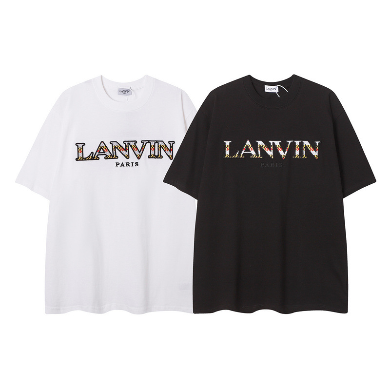 2024新款潮牌 lanvin 浪凡logo刺绣圆领短袖休闲简约男女t恤同款