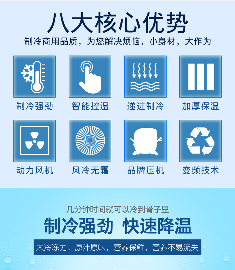 速冻柜商用零下40度低温冷冻冰柜海鲜饺子肉丸冰淇淋冰棒急冻冷柜