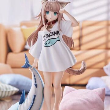 黄豆粉手办猫娘坐着吃鱼我家猫猫是可爱的女孩子美少女模型现货