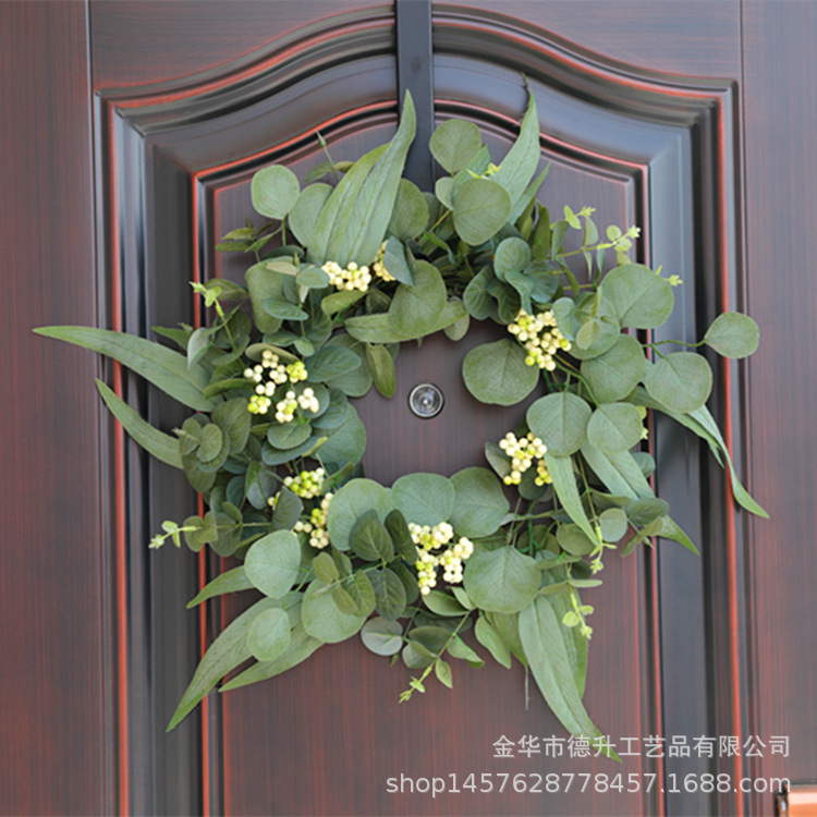 DSEN 2021 Cross-Border E-Commerce Amazon Spring Eucalyptus Leaf Qing Guo Artificial Wreath Decoration Factory Wholesale