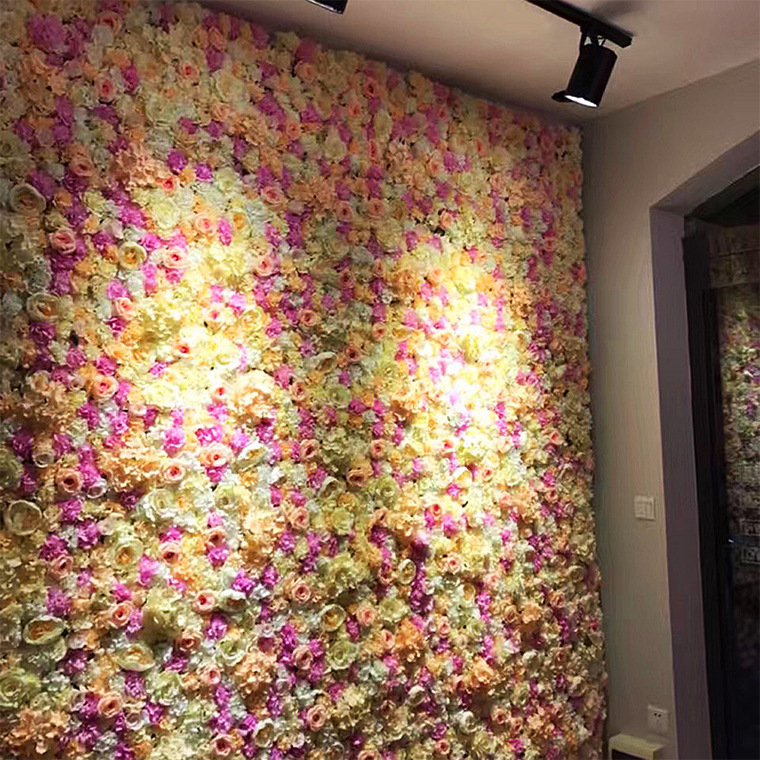 Artificial Flower Row Wedding Background Decoration Artificial Flower Shopping Window Decoration Rose Hydrangea Artificial Flowers Wall Wholesale