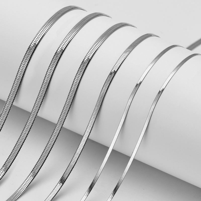 现货供应 不锈钢刀片链 扁平蛇骨链 欧美热销项链 时尚百搭配链