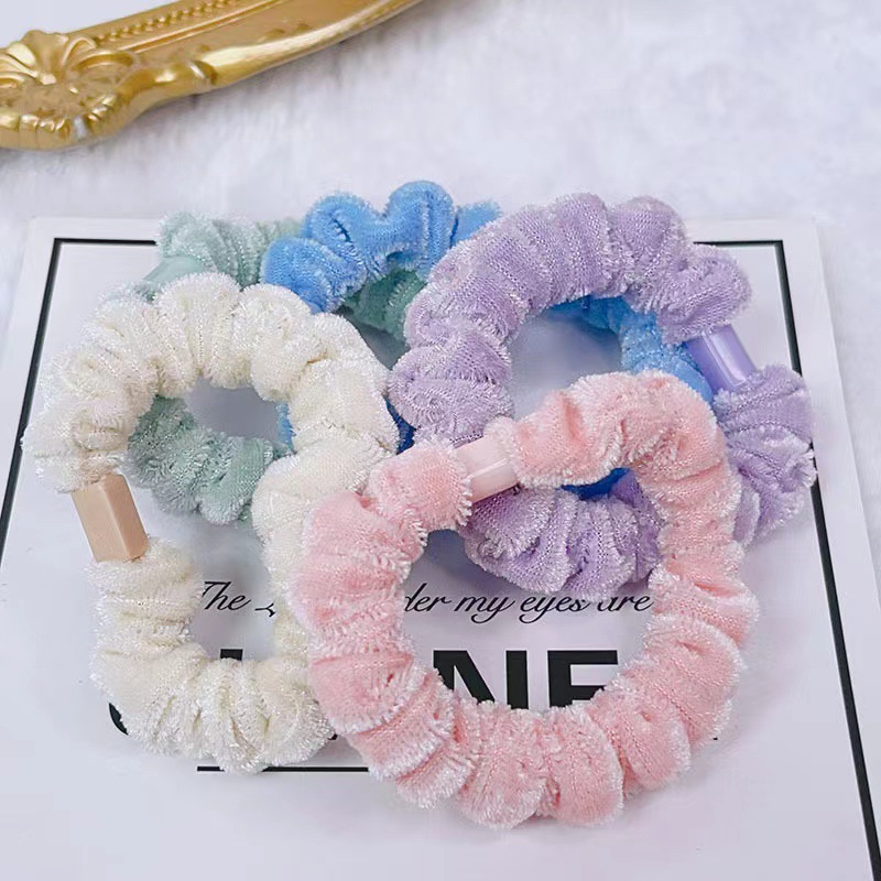 Colorful Plush Hair Ring Simple Hair Ring Korean Hair Accessories New High Elastic Rubber Headband Head Rope Autumn and Winter Furry Headdress