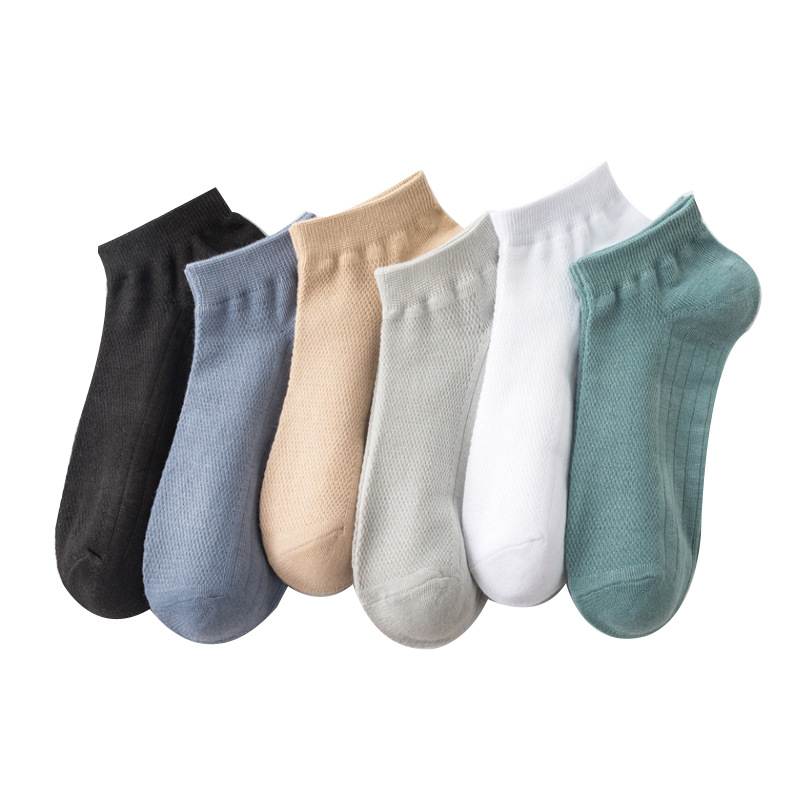 5 Pairs Socks Men's Spring and Summer Low Cut Short Tube Socks Ins Trendy Strip Spring and Autumn Boat Socks Thin Mesh Breathable Men's Socks