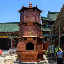广州陆丰道观生产大型烧纸炉 生铁铸造仿高温道院三层元宝炉