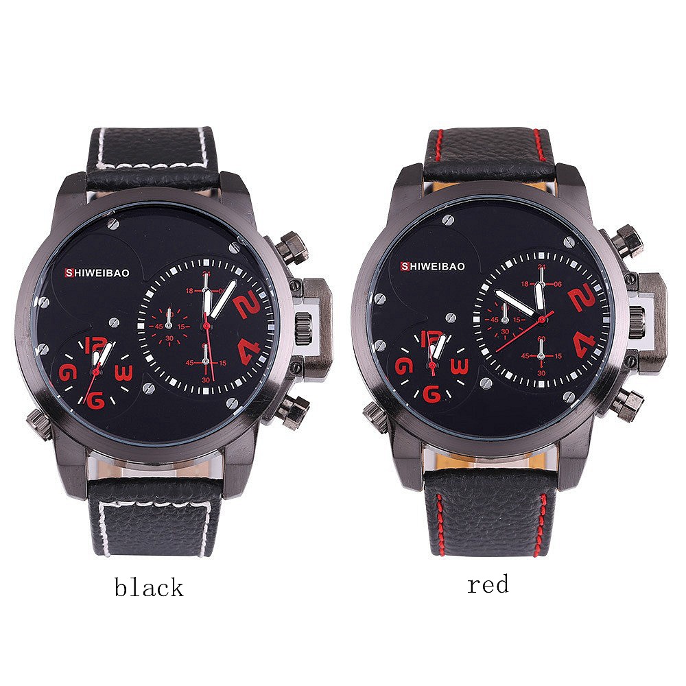 外贸跨境速卖通dz男士手表双机芯时间表军事大表盘手表皮带手表