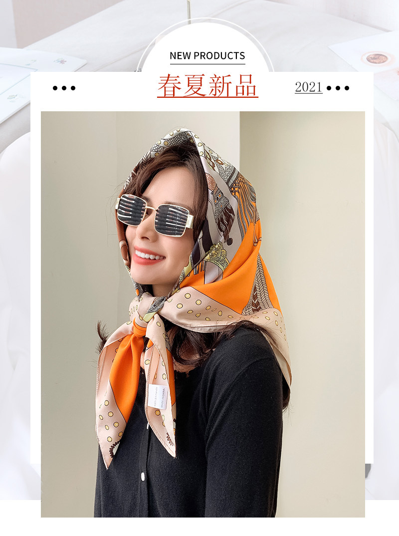 2021春季新款90大方巾女优雅韩版斜纹绸时尚几何印花丝巾装饰领巾