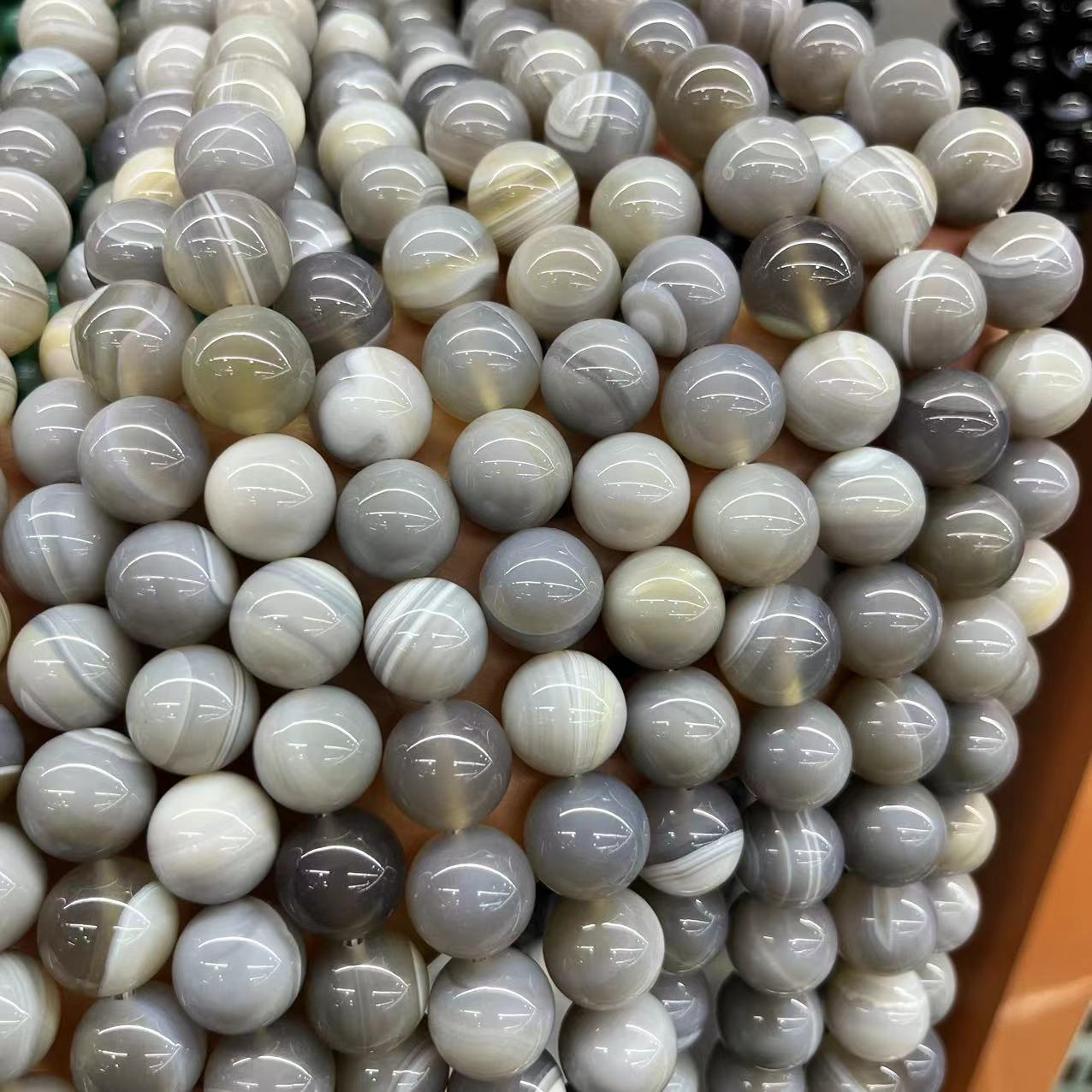 14mm光面圆珠子 天然灰 条纹缠丝玛瑙大号圆珠 agate beads-阿里巴巴