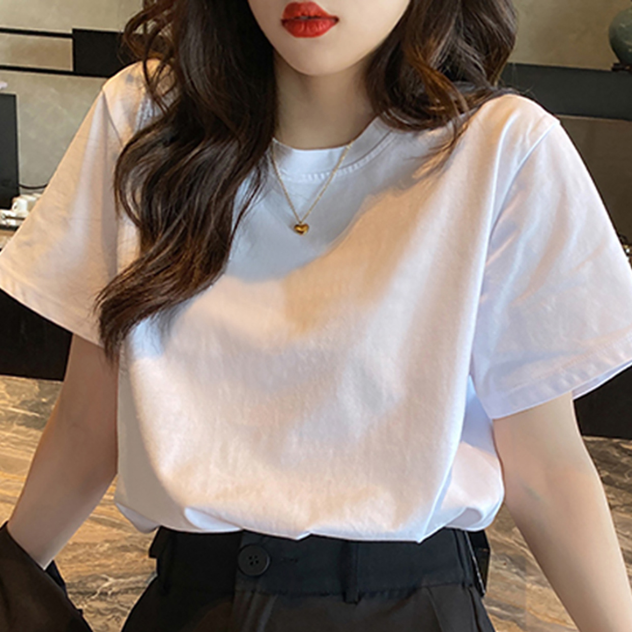 Women's Cotton Short-Sleeved T-shirt Summer White Women's Clothing Summer 2023 New Loose Half-Sleeved T-shirt Summer Top