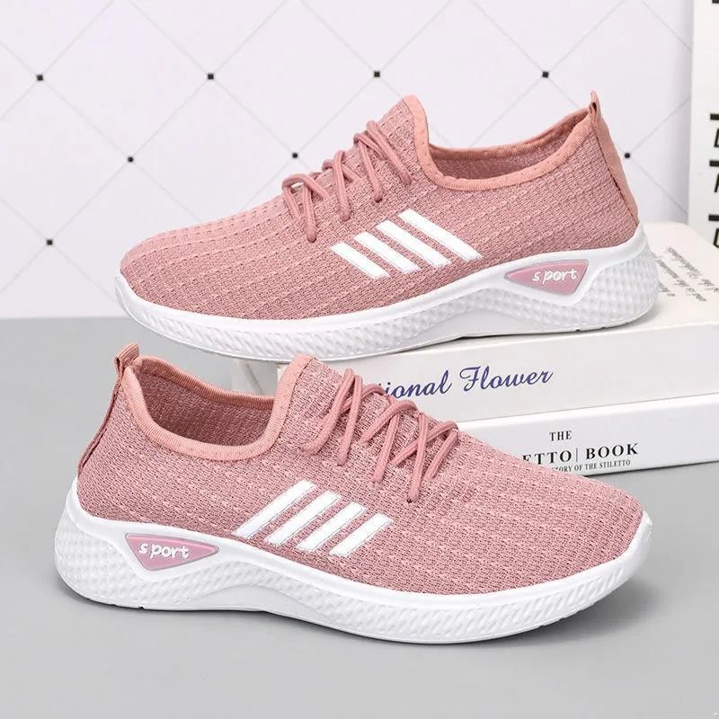 Spring and Summer New Women's All-Match Mesh Surface Shoes Casual Fashion Sneaker Flying Woven Breathable Comfortable Shoes Wholesale Delivery