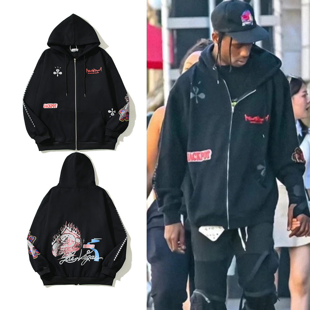 秋冬新品美潮高街 travis scott 周边拉链套头卫衣侃爷同款男外套