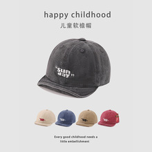 韩版sunday刺绣婴幼儿软岩帽夏天水洗棉布遮阳帽2-5岁宝宝翻边帽