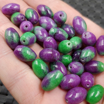 玉石散珠桃花玉米珠散珠红绿宝椭圆形散珠手链项链戒指珠子配件珠