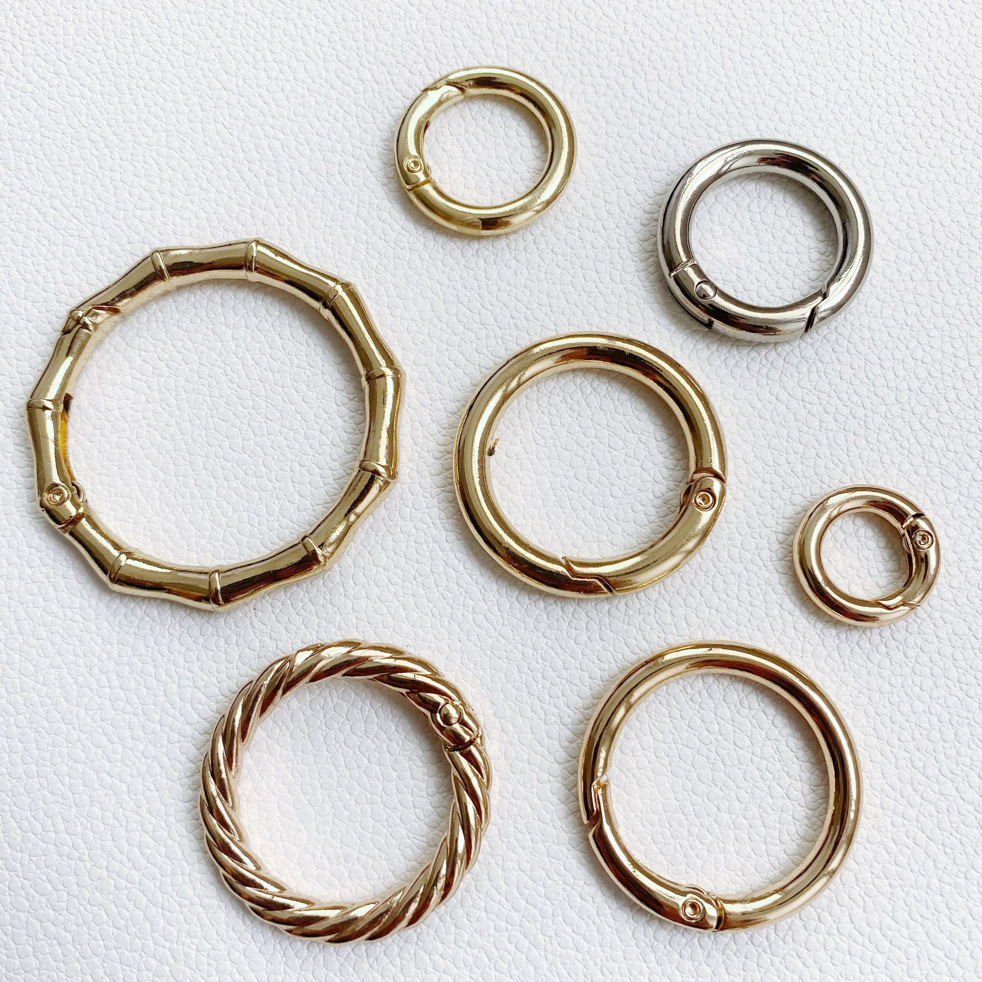 Hot Sale Zinc Alloy Spring Coil Box and Bag Hardware Accessories Broken Ring Metal Ring Bag Ribbon round Hooks