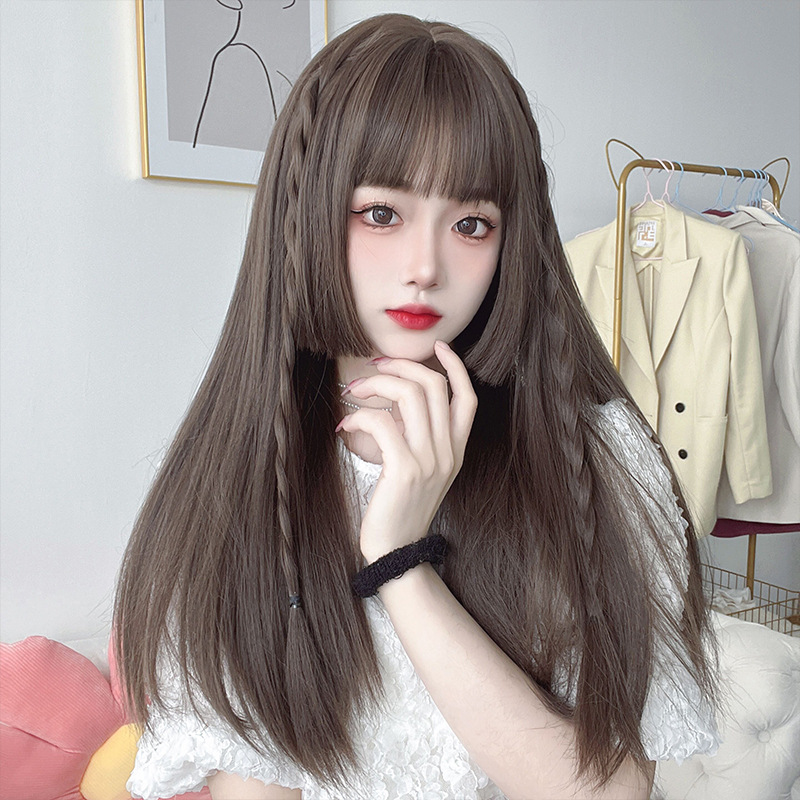 假发女公主切直发一刀切长发新款日系姬发自然仿全真人假发全头套