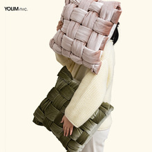 法式奶油风丝绒编织抱枕套复古粉色绿色米色沙发靠枕靠垫民宿软装
