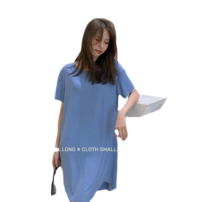 Foreign Trade Ice Silk Dress Children's Summer Simplicity Pajamas Casual Midi Skirt Factory Solid Color Loose Pajamas