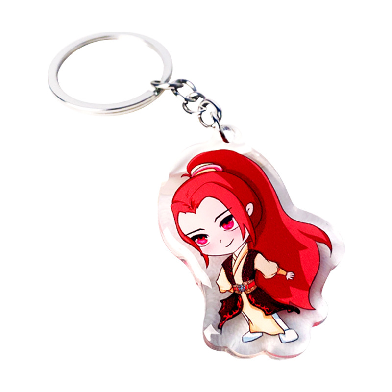 Transparent Acrylic Key Chain Customization Double Layer Anime Standee Diy Cartoon Hanging Ornaments Peripheral Key Chain Ring