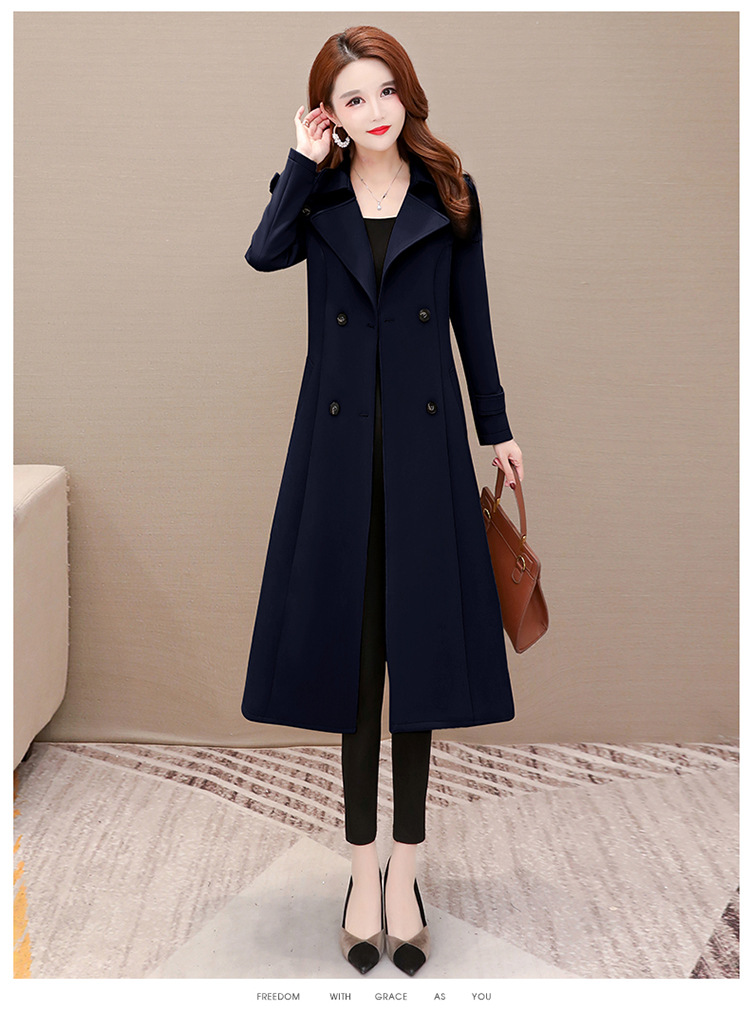 中年妈妈春秋风衣中长款30-40-50岁少妇大衣中青年女式双排扣外套